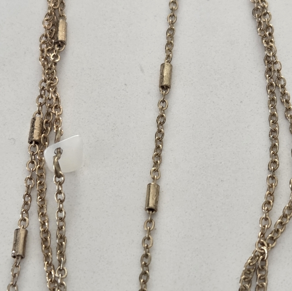 Free People Layered Gold Tone Necklace w/ Quartz Lariat Boho Festival - Picture 10 of 14